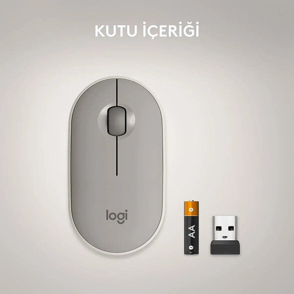 Logitech M350 Pebble Sessiz Kablosuz Kompakt Mouse - Bej - 6