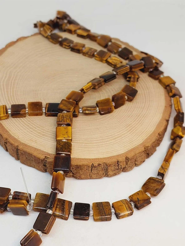 Kaplan Gözü Taşı Yandan Oyuklu Kare Kesim 10x10mm Dizi (49564) - Resim 3