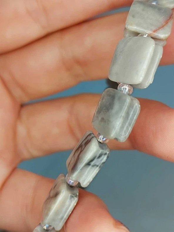 Jasper Taşı Yandan Oyuklu Kare Kesim 10x10mm Dizi (49562) - Resim 2