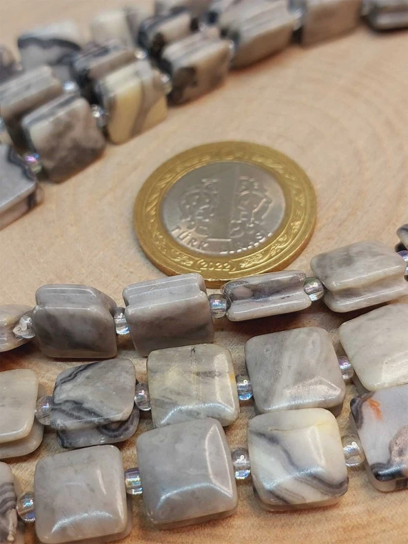 Jasper Taşı Yandan Oyuklu Kare Kesim 10x10mm Dizi (49562) - Resim 3