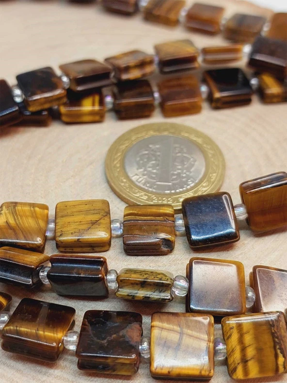 Kaplan Gözü Taşı Yandan Oyuklu Kare Kesim 10x10mm Dizi (49564) - Resim 4