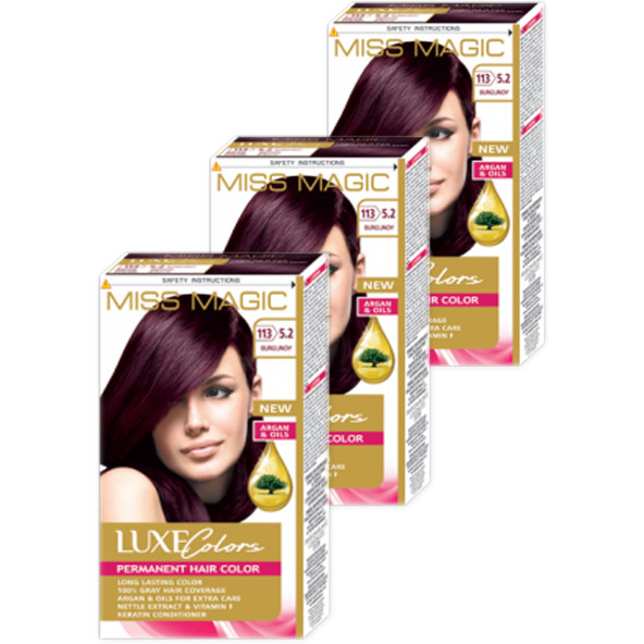 Mıss Magıc Saç Boyası No 5,2 Burgundi ( Burgundi ) 3 lü Set Boya - Resim 2