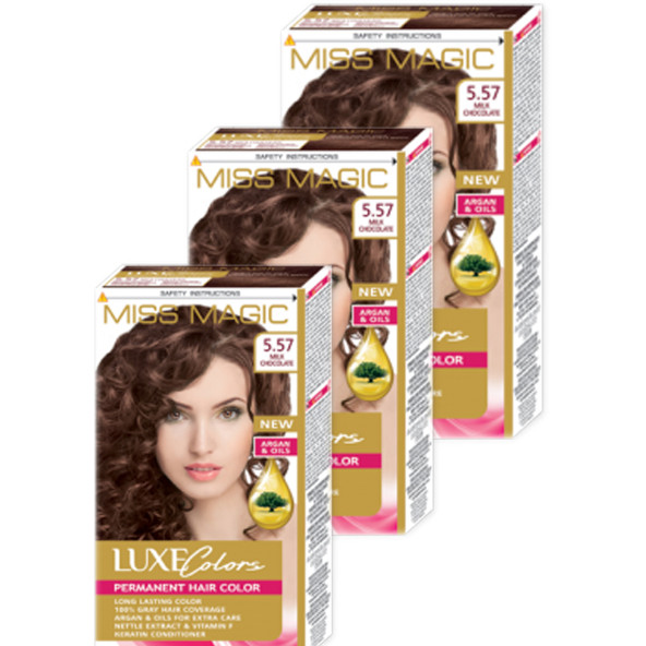 Mıss Magıc Saç Boyası No 5,57 Sütlü Çikolata ( Mılk Chocolate ) 3 lü Set Boya ürün görseli