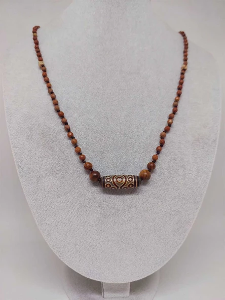 15 Göz Tibet Akik Sembollü Jasper Taşı Tasarım Kolye (49575) - Resim 2