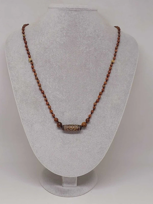 15 Göz Tibet Akik Sembollü Jasper Taşı Tasarım Kolye (49575) - Resim 6