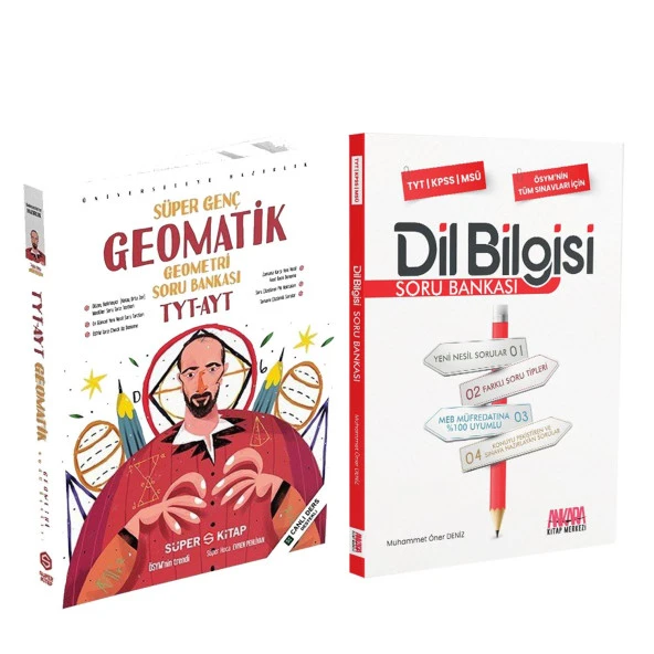 Süper Kitap TYT AYT Geometri ve AKM Dil Bilgisi Soru Bankası Seti 2 Kitap