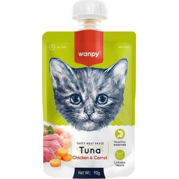 Wanpy Taze Ton Balık Tavuk Kedi Et Ezmesi 90 Gr