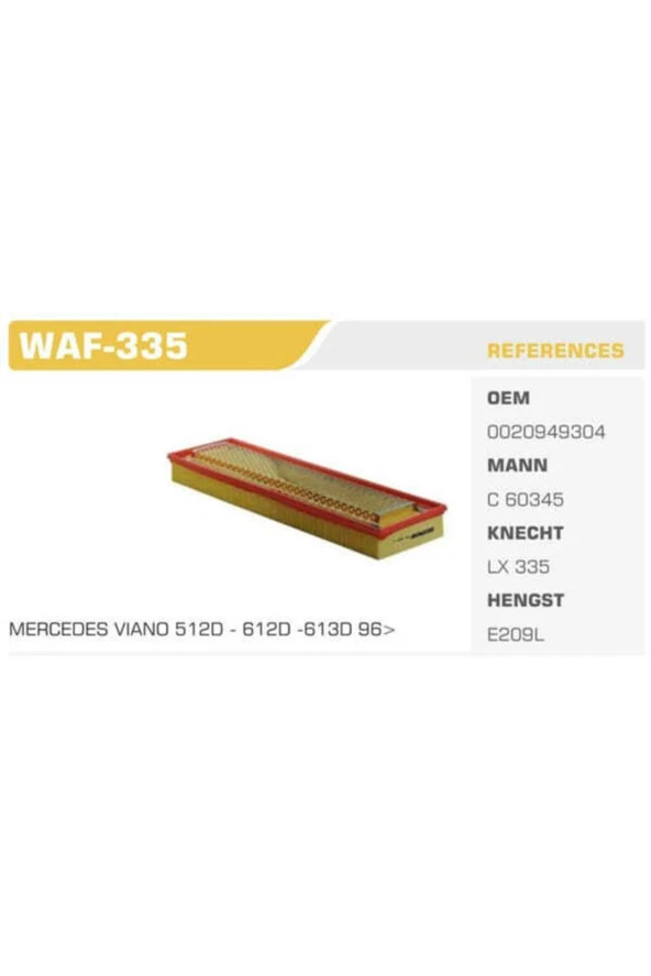 Waf-335 Hava Filtresi Mercedes W123 W115 74-90 200 230