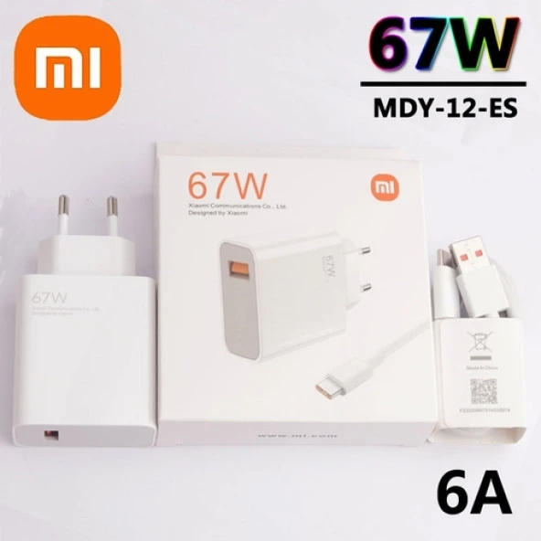Orjinal Xiaomi Mi Mix 3 Type-C Data Kablo ve 67W 6A MYD-12-ES Hızlı Şarj cihazı