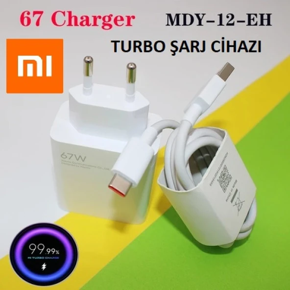 Orjinal Xiaomi Mi 10T Pro Type-C Data Kablo ve 67W 6A MYD-12-ES Hızlı Şarj cihazı