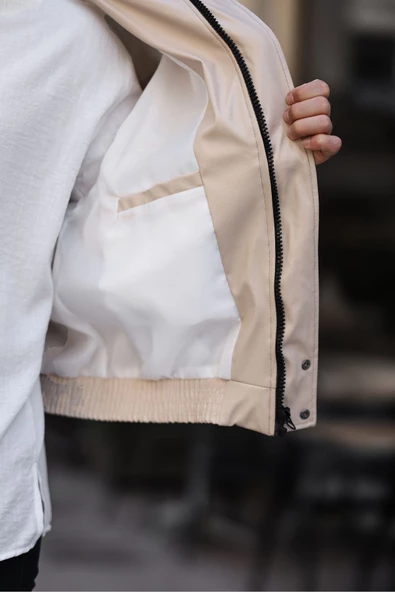 ERKEK BAHARLIK OVERSIZE YAKASI RİBANALI DERİ CEKET - 4