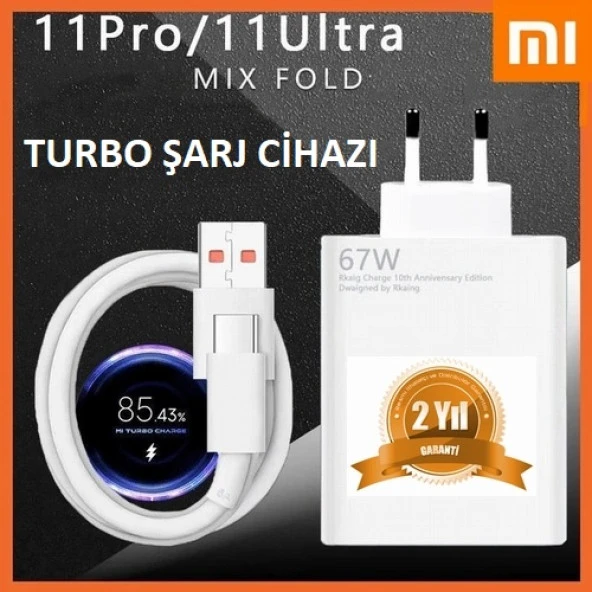 Orjinal Xiaomi Mi Mix 4 Type-C Data Kablo ve 67W 6A MYD-12-ES Hızlı Şarj cihazı