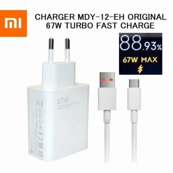Orjinal Xiaomi Redmi Note 13 Pro+ Type-C Data Kablo ve 67W 6A MYD-12-ES Hızlı Şarj cihazı