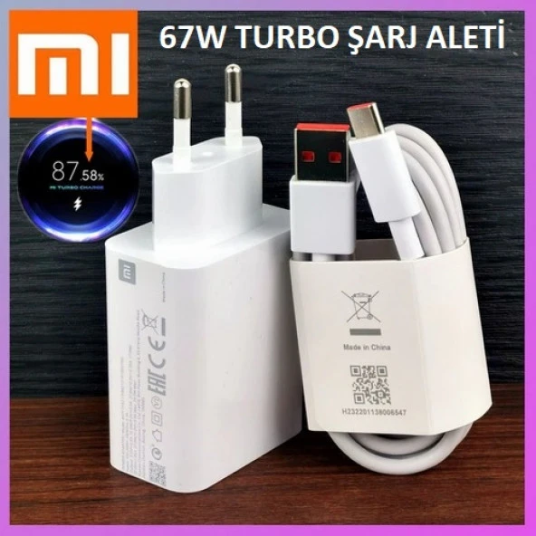 Orjinal Xiaomi Mi 6 Type-C Data Kablo ve 67W 6A MYD-12-ES Hızlı Şarj cihazı