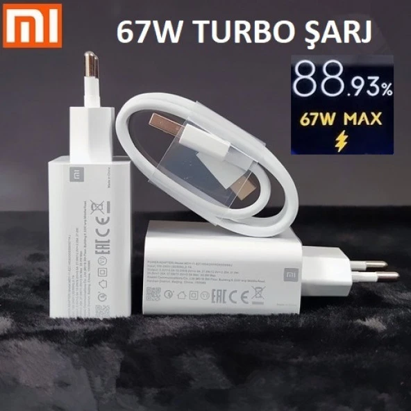 Orjinal Xiaomi Mi 11 Lite Type-C Data Kablo ve 67W 6A MYD-12-ES Hızlı Şarj cihazı