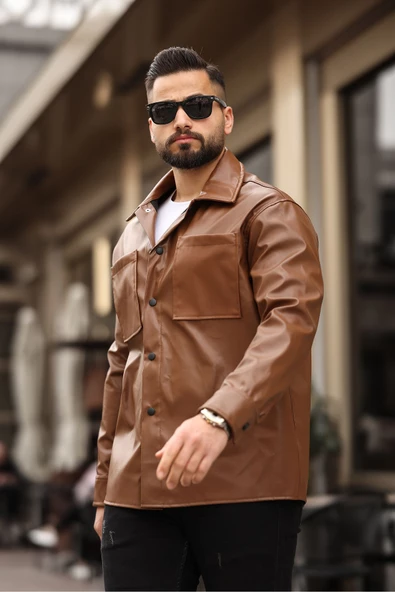 ERKEK UZUN KOLLU DERİ GÖMLEK - 5