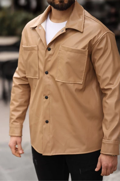 ERKEK UZUN KOLLU DERİ GÖMLEK - 10