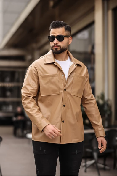 ERKEK UZUN KOLLU DERİ GÖMLEK - 9