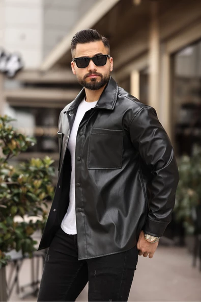 ERKEK UZUN KOLLU DERİ GÖMLEK - 2