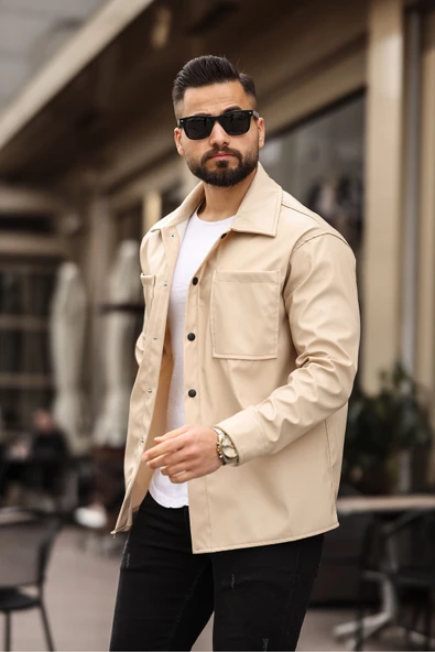 ERKEK UZUN KOLLU DERİ GÖMLEK - 11