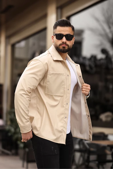 ERKEK UZUN KOLLU DERİ GÖMLEK - 12