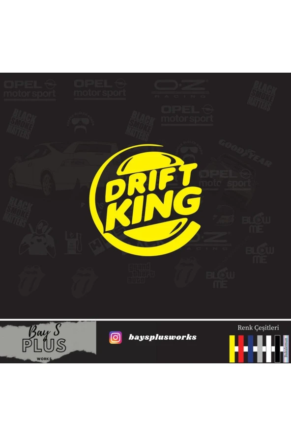 Drift King İçin Uyumlu Aksesuar Oto Cam Sticker Sarı 20 Cm