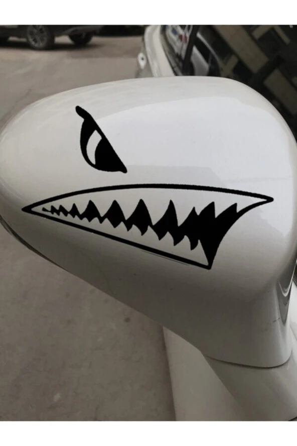 Köpekbalığı Diş Dikiz Ayna Sticker 1 Çift 8*20 Cm