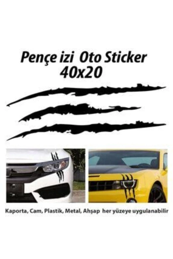 Monster Canavar Pençe Izi Uzun Far Sticker Siyah 40*20 Cm