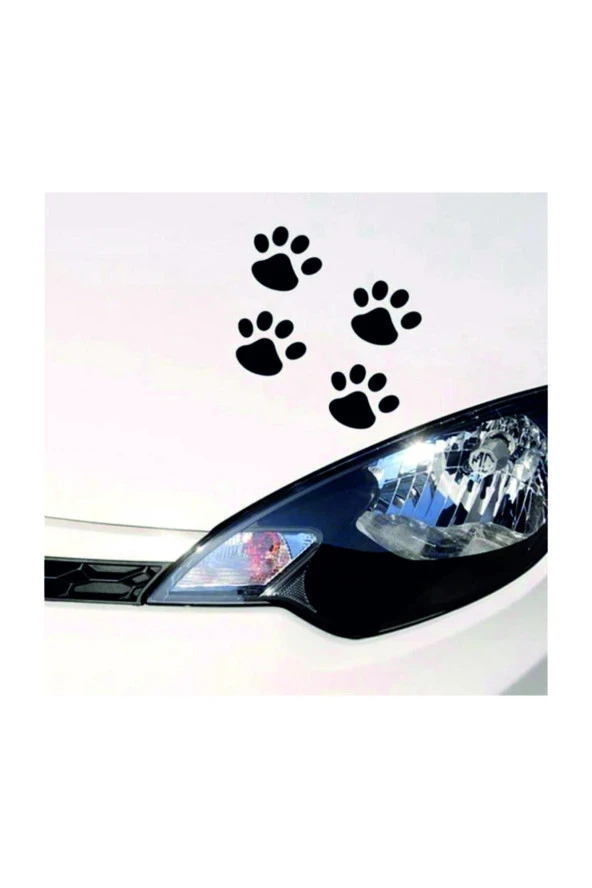 Kedi Pati İzi Oto Sticker Siyah 8 Adet 15*15 Cm