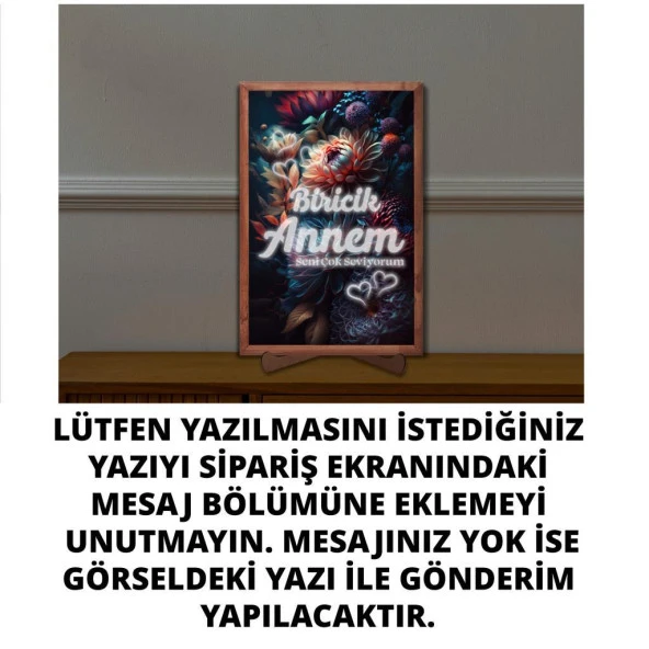 Veraart Işıklı Pleksi Çiçekler Temalı Sürpriz Tablo Dekoratif Ayaklı Biblo Anneler Günü Hediyesi - 7