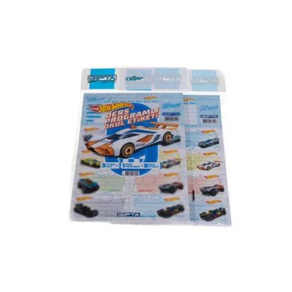 Okul Etiketi Ders Programlı Hot Wheels 3 Yaprak 16X24 1 Adet