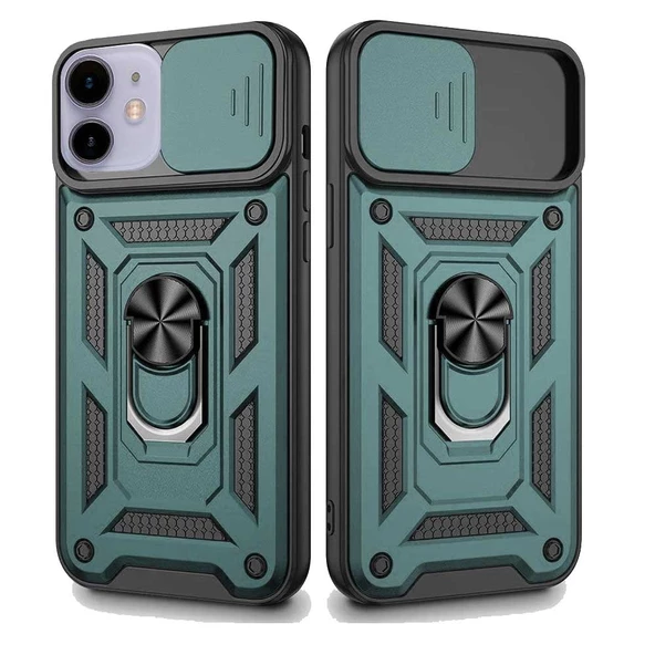 Apple iPhone 11 Uyumlu Kızaklı Kamera Korumalı Tank Kılıf - Resim 6