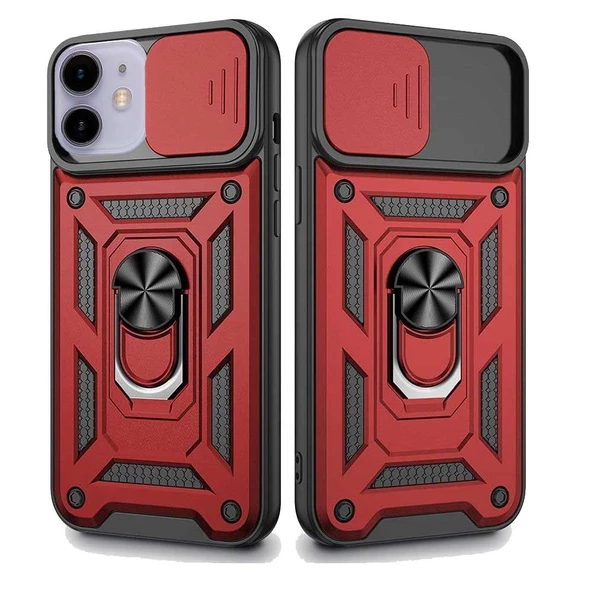 Apple iPhone 11 Uyumlu Kızaklı Kamera Korumalı Tank Kılıf - Resim 2