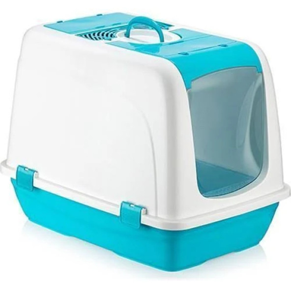 Yeni Model 46-66-52 CM CM Büyük Kapalı Kedi Kumluğu,taşınabilir Portatif Kedi Tuvaleti Mavi