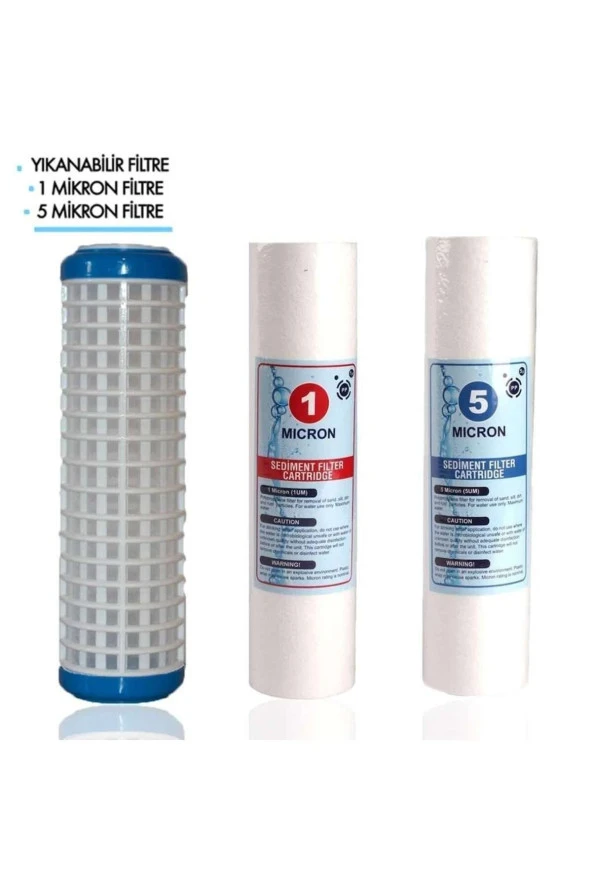 Daire Bina Sayaç Girişi Su Arıtma Ve Yumuşatma 3 Aşama Yedek Filtre Seti (Yık-1mik-5mik) ürün görseli