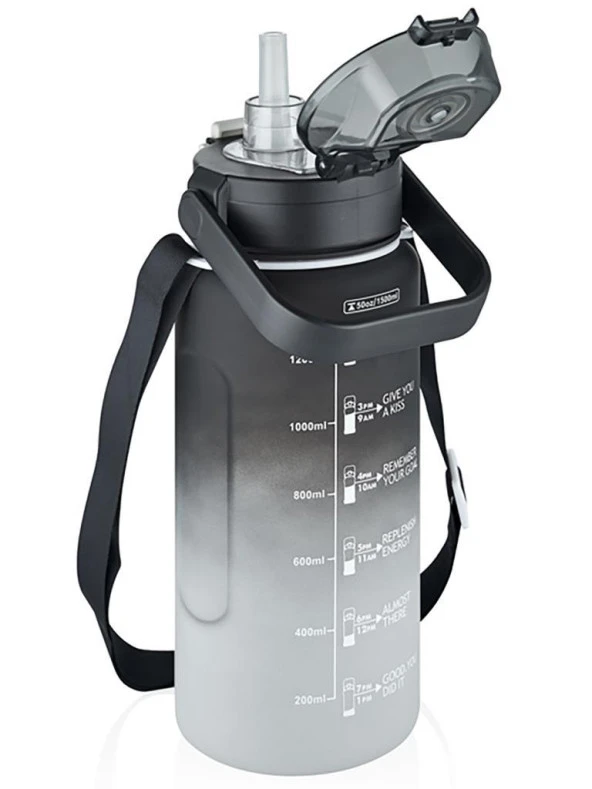 Vagonlife Su Matarası 1500Ml VGN2213 Siyah Beyaz - 4