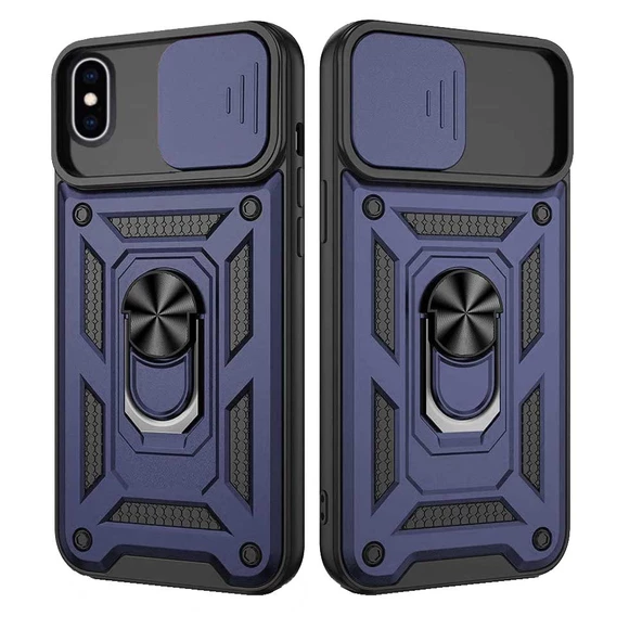 Apple iPhone XS Max Uyumlu Kızaklı Kamera Korumalı Tank Kılıf - Resim 4