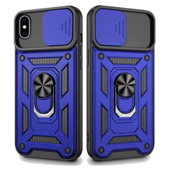 Apple iPhone XS Max Uyumlu Kızaklı Kamera Korumalı Tank Kılıf - Resim 3