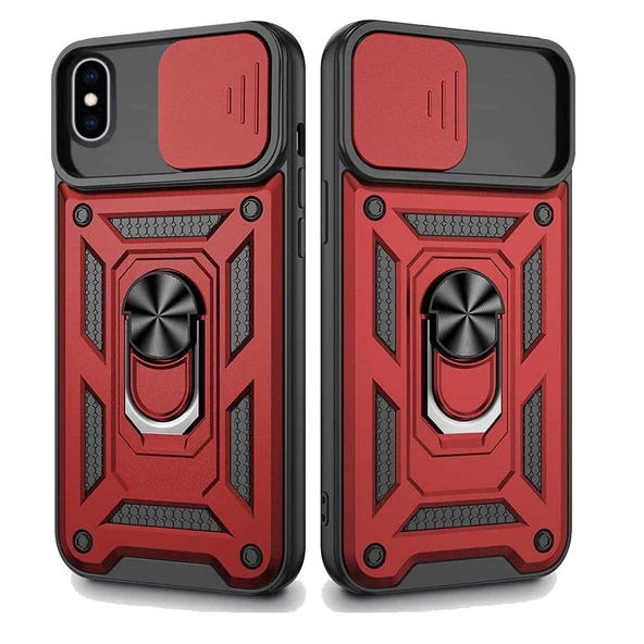 Apple iPhone XS Max Uyumlu Kızaklı Kamera Korumalı Tank Kılıf - Resim 2