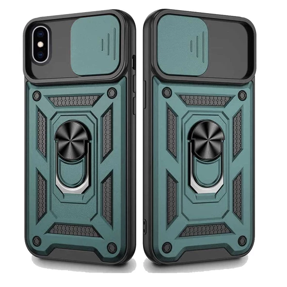 Apple iPhone XS Max Uyumlu Kızaklı Kamera Korumalı Tank Kılıf - Resim 6