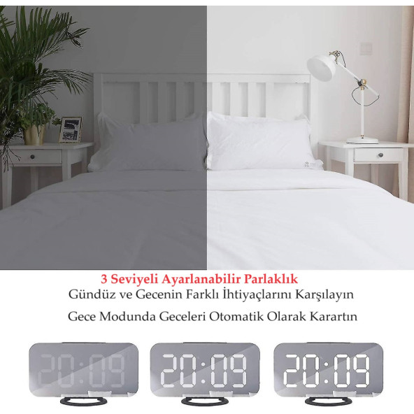 Enarose Ayna Ekran Duvar/Masa Saati Elektrikli ATC3625 - 2
