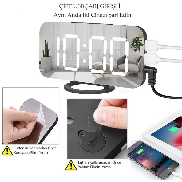 Enarose Ayna Ekran Duvar/Masa Saati Elektrikli ATC3625 - 3