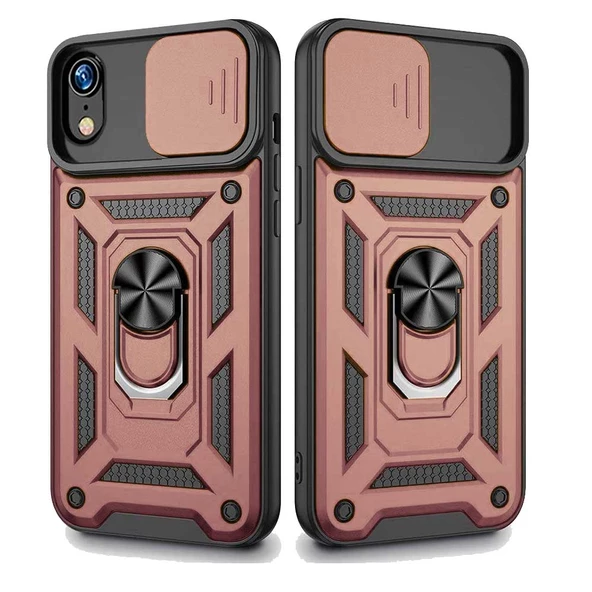 Apple iPhone XR Uyumlu Kızaklı Kamera Korumalı Tank Kılıf - Resim 5