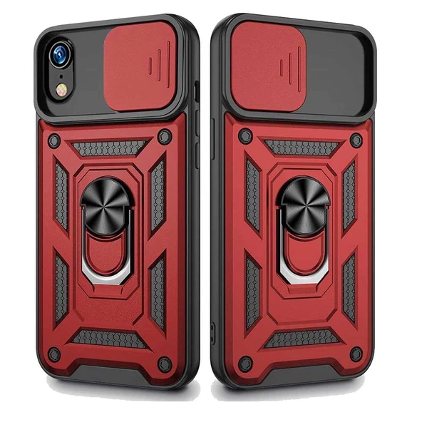 Apple iPhone XR Uyumlu Kızaklı Kamera Korumalı Tank Kılıf - Resim 2