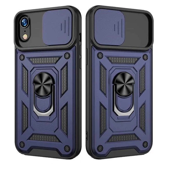 Apple iPhone XR Uyumlu Kızaklı Kamera Korumalı Tank Kılıf - Resim 4