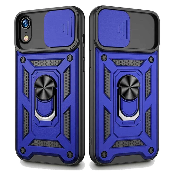 Apple iPhone XR Uyumlu Kızaklı Kamera Korumalı Tank Kılıf - Resim 3