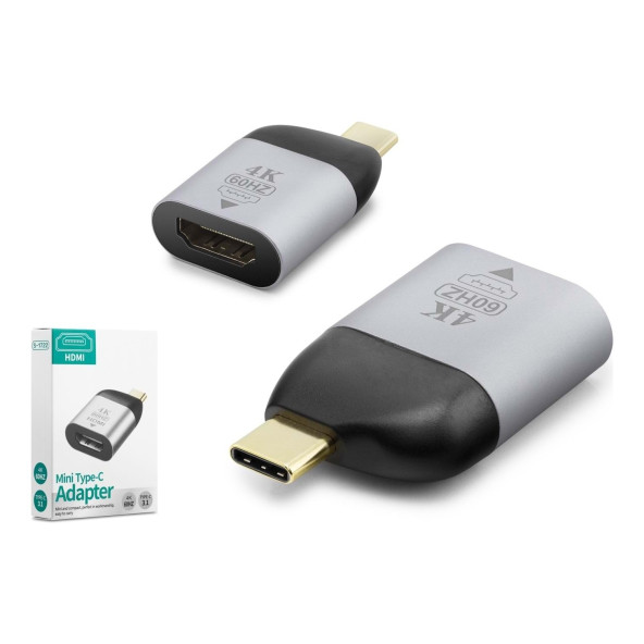 HADRON HDX2352 USB-C (M) TO HDMI (F) ADAPTÖR 3.1 4K 60HZ GRİ