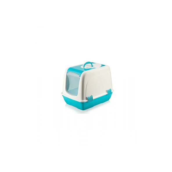 Yeni Model Küçük Kapalı taşınabilir Portatif Kedi Tuvaleti 37-40-40cm Mavi