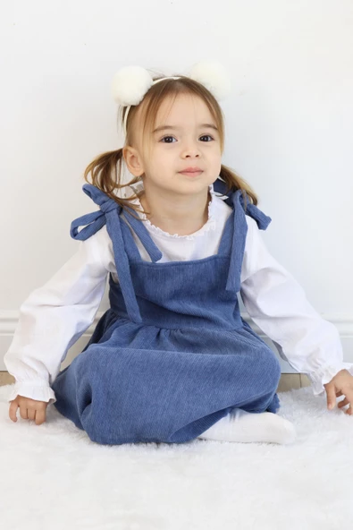 Fitilli Kadife Elbise İkili Takım - 6