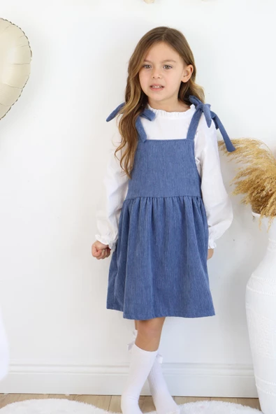 Fitilli Kadife Elbise İkili Takım - 5